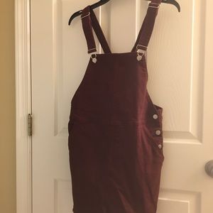 Burgundy overall dress